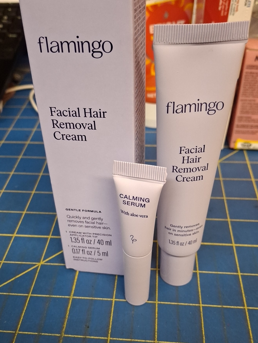 flamingo Facial Hair Removal Cream + Calming Serum New